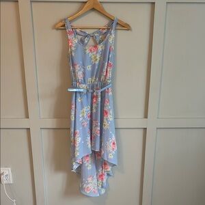 Floral Blue Sleeveless Dress